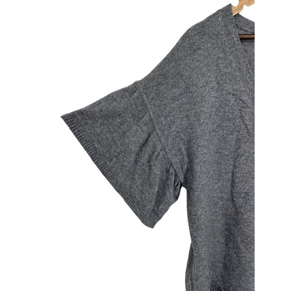 BCBG Max Azria Gray Button-Front Short Sleeve Cardigan Sweater Size L - Picture 2 of 8